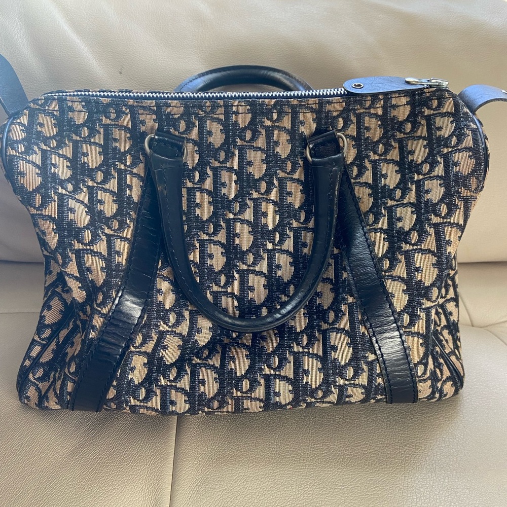 Dior Beige and Black Monogram Tote Bag